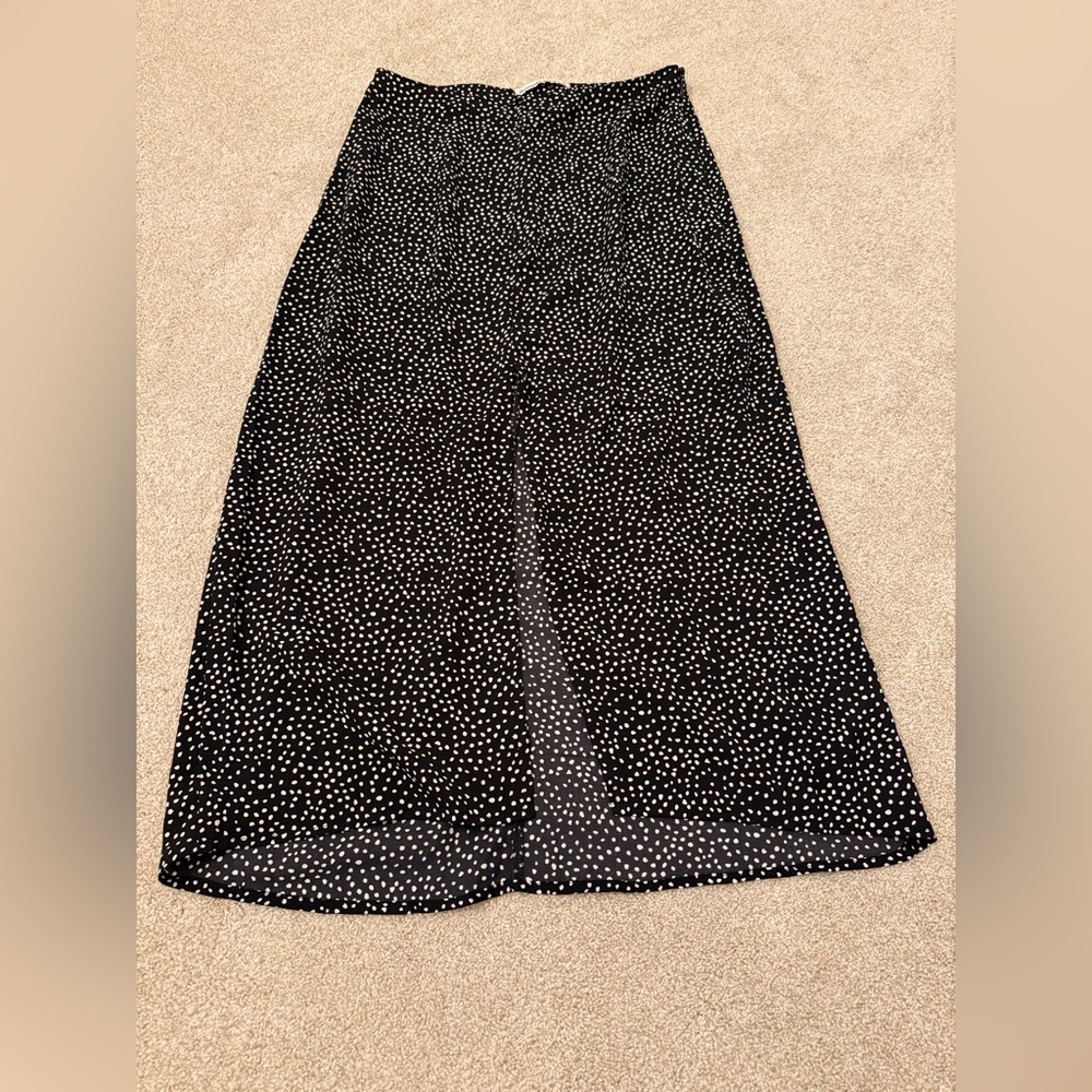 Abercrombie Elegant Black and White Polka Dot Midi Skirt